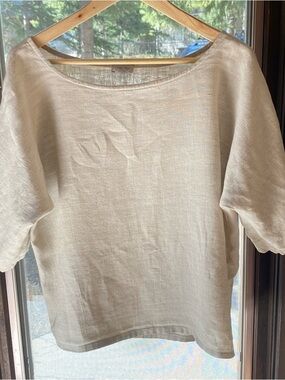 Linen Sea Linen Women's Top - Relaxed Boat Neck One size